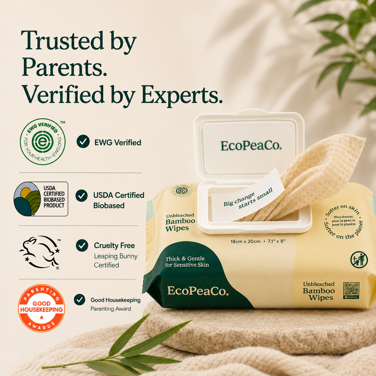 Unbleached Bamboo Baby Wipes