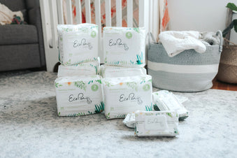 Bags of eco-friendly biodegradable bamboo diapers